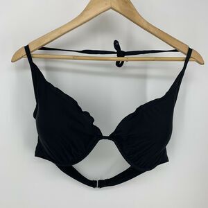 NWT Swimsuits For All Black Ruffle Halter Underwire Bikini Swimsuit Top Size 16